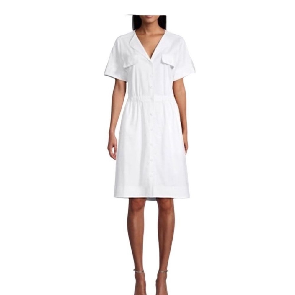 Trina Turk White Buttoned Midi Sundress